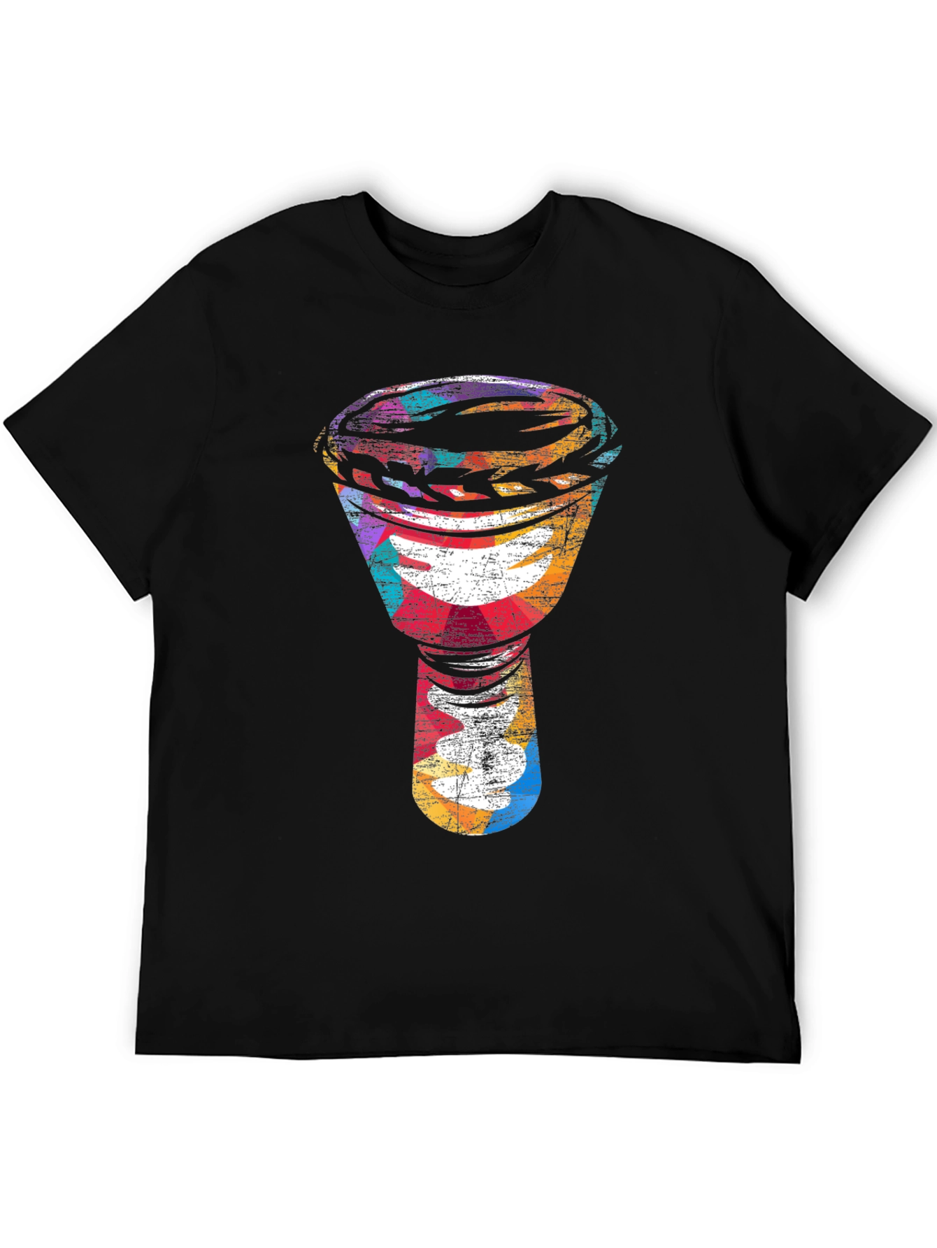Abstract Djembe Drum Graphic Tee - Black