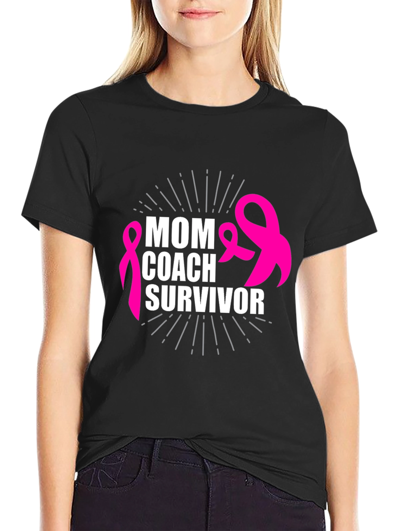 Mom Coach Survivor Breast Cancer Awareness T-Shirt