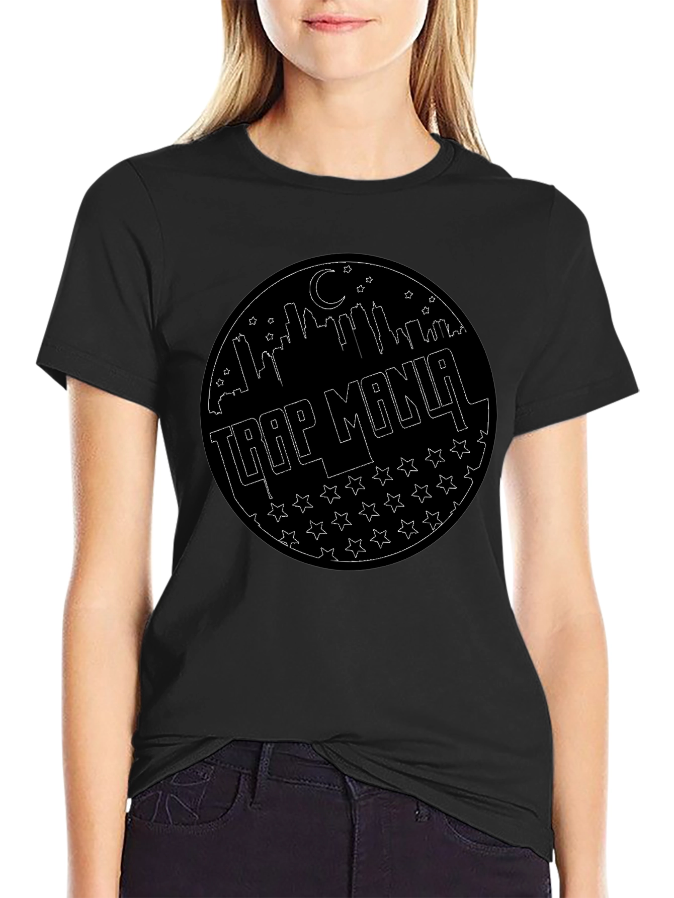 Trap Mania Graphic Tee - Black Cotton