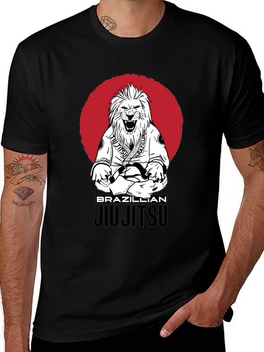 Brazilian Jiu Jitsu Lion Graphic Tee - Black