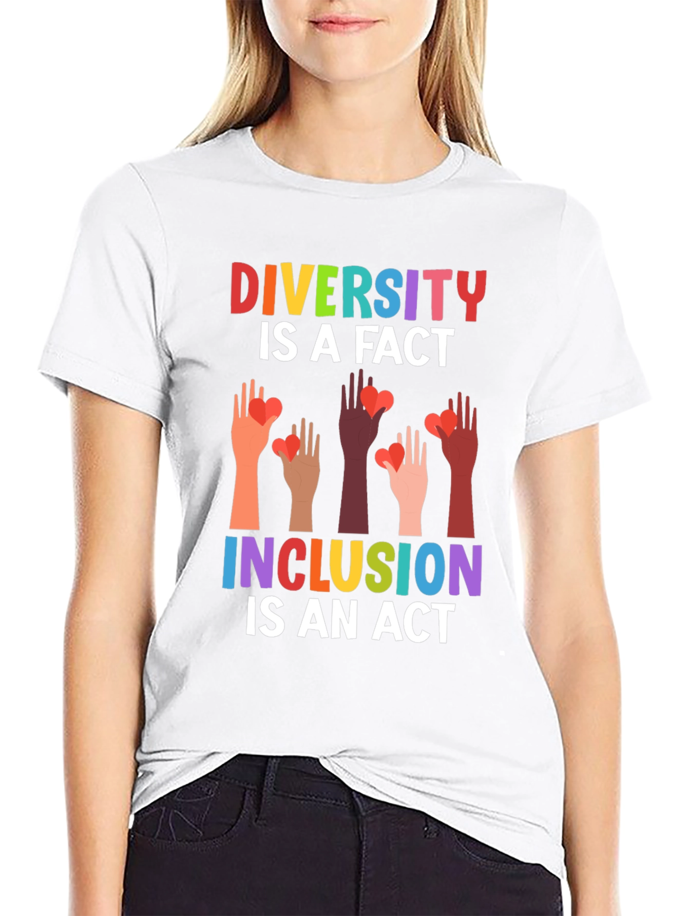 Diversity Inclusion T-Shirt Love Hearts