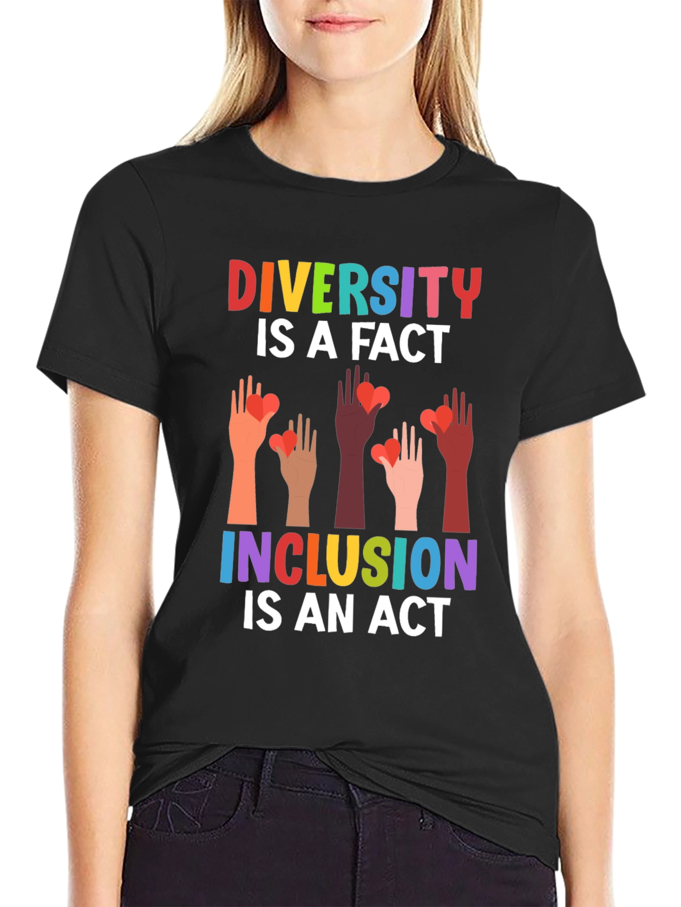Diversity Inclusion T-Shirt Love Hearts