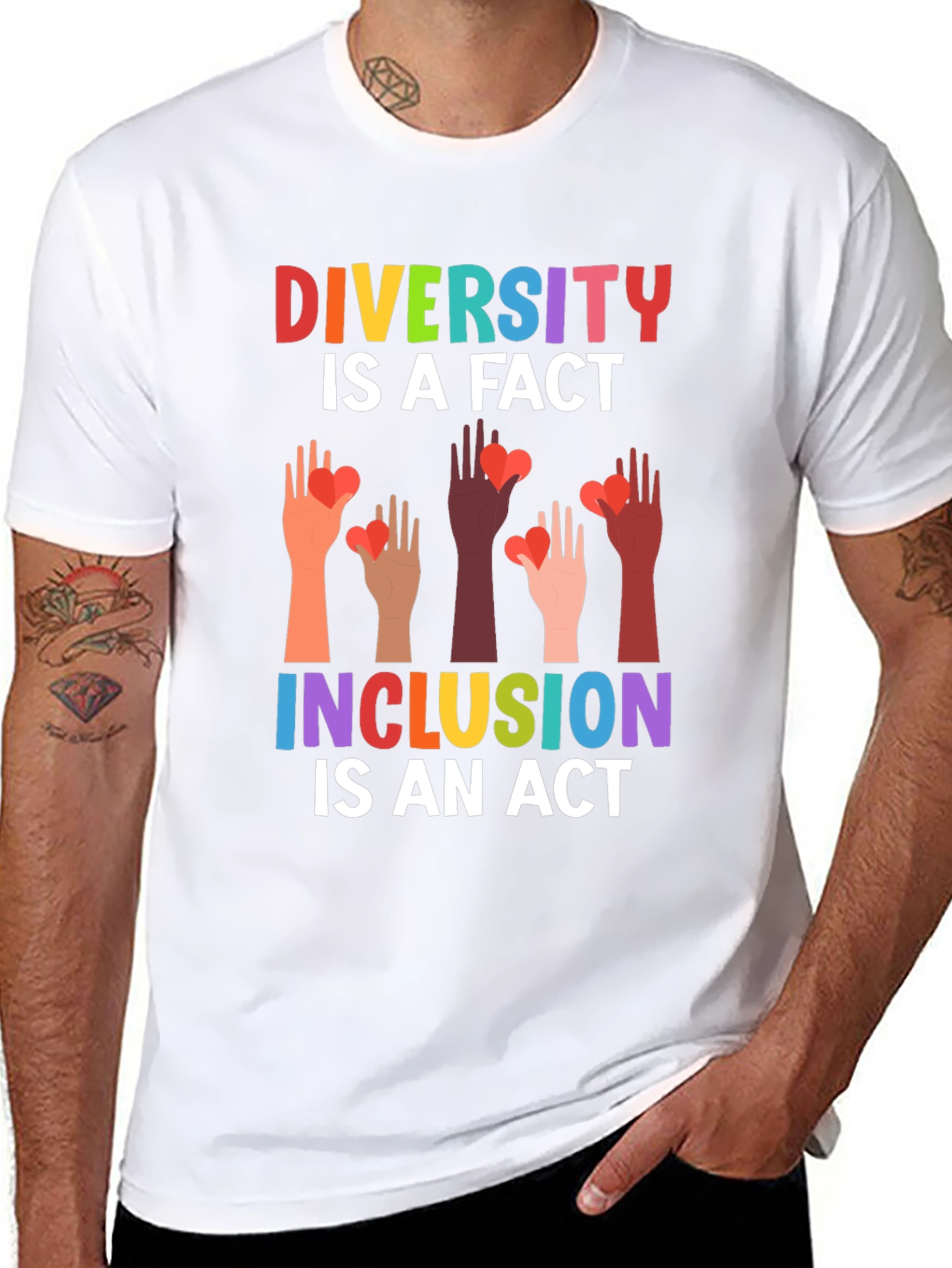 Diversity Inclusion T-Shirt Love Hearts
