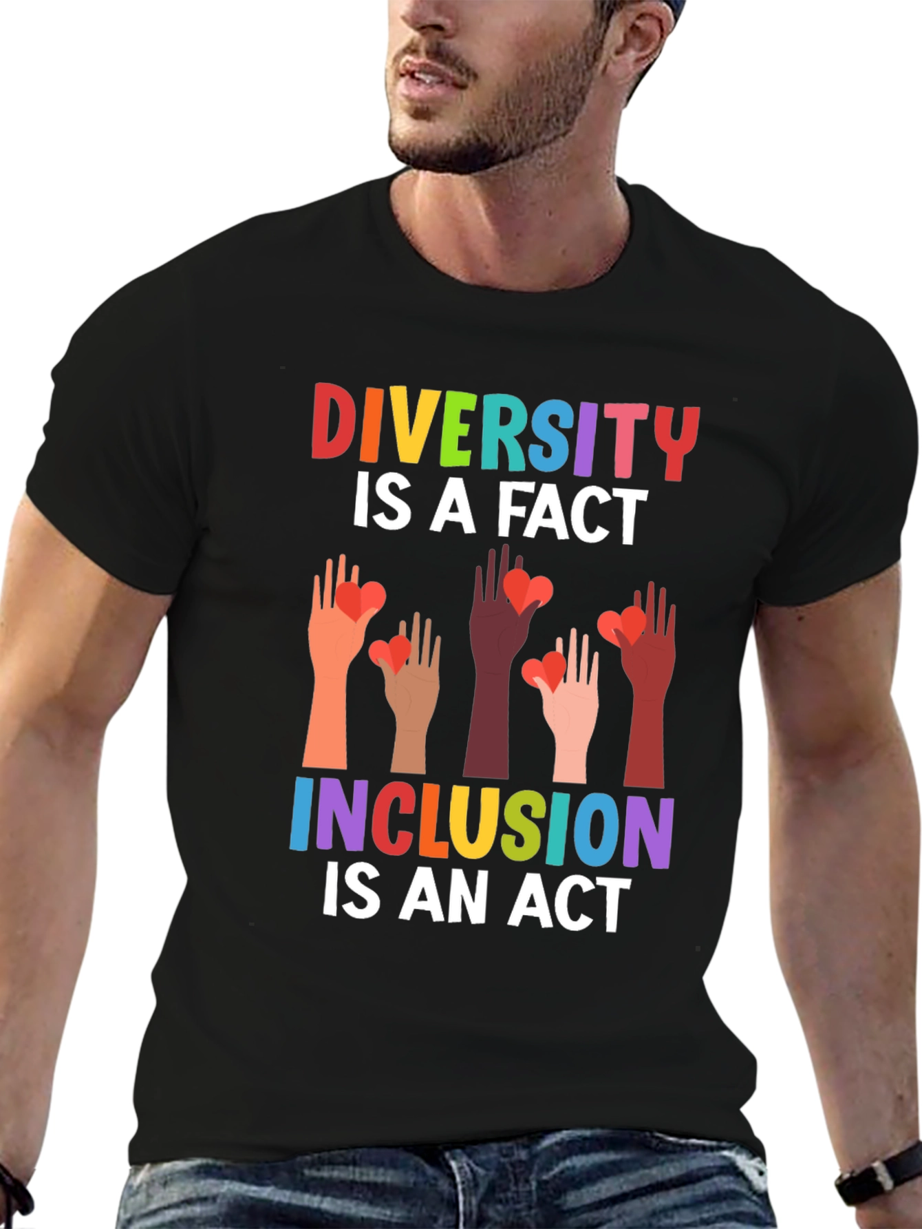 Diversity Inclusion T-Shirt Love Hearts