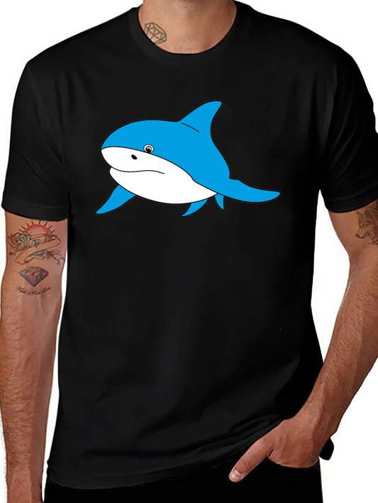 Blue Shark Graphic Black T-Shirt