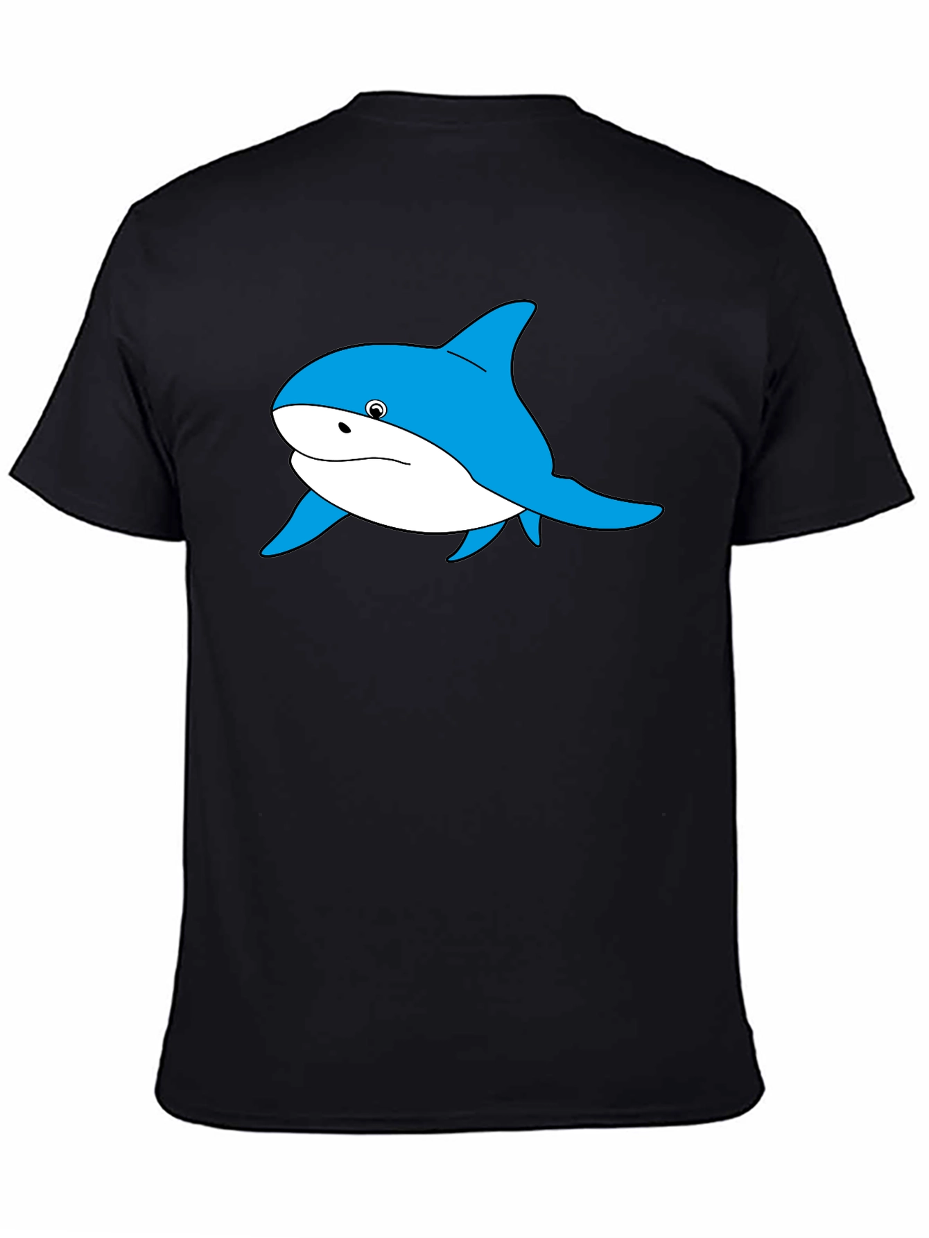 Blue Shark Graphic Black T-Shirt
