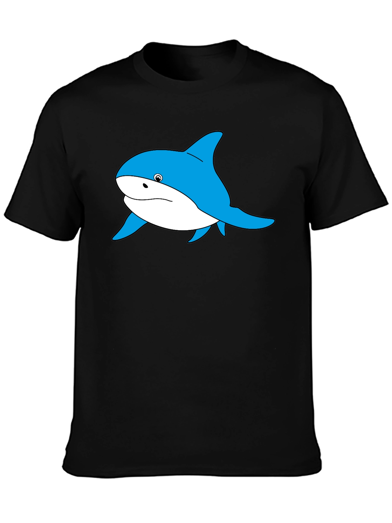 Blue Shark Graphic Black T-Shirt