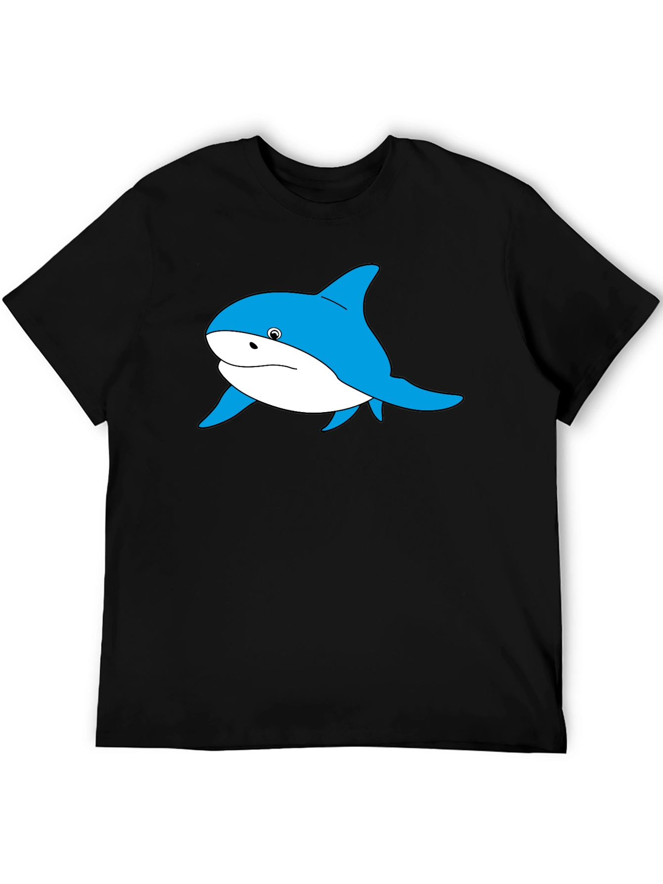 Blue Shark Graphic Black T-Shirt