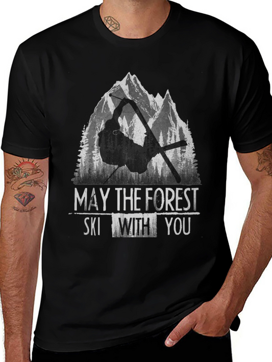 May the Forest Ski With You Black Graphic Tee