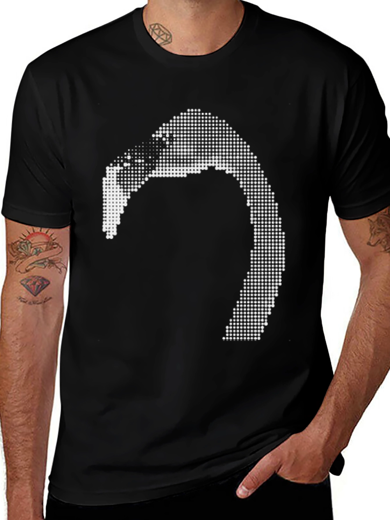 Abstract Graphic Print Black Tee