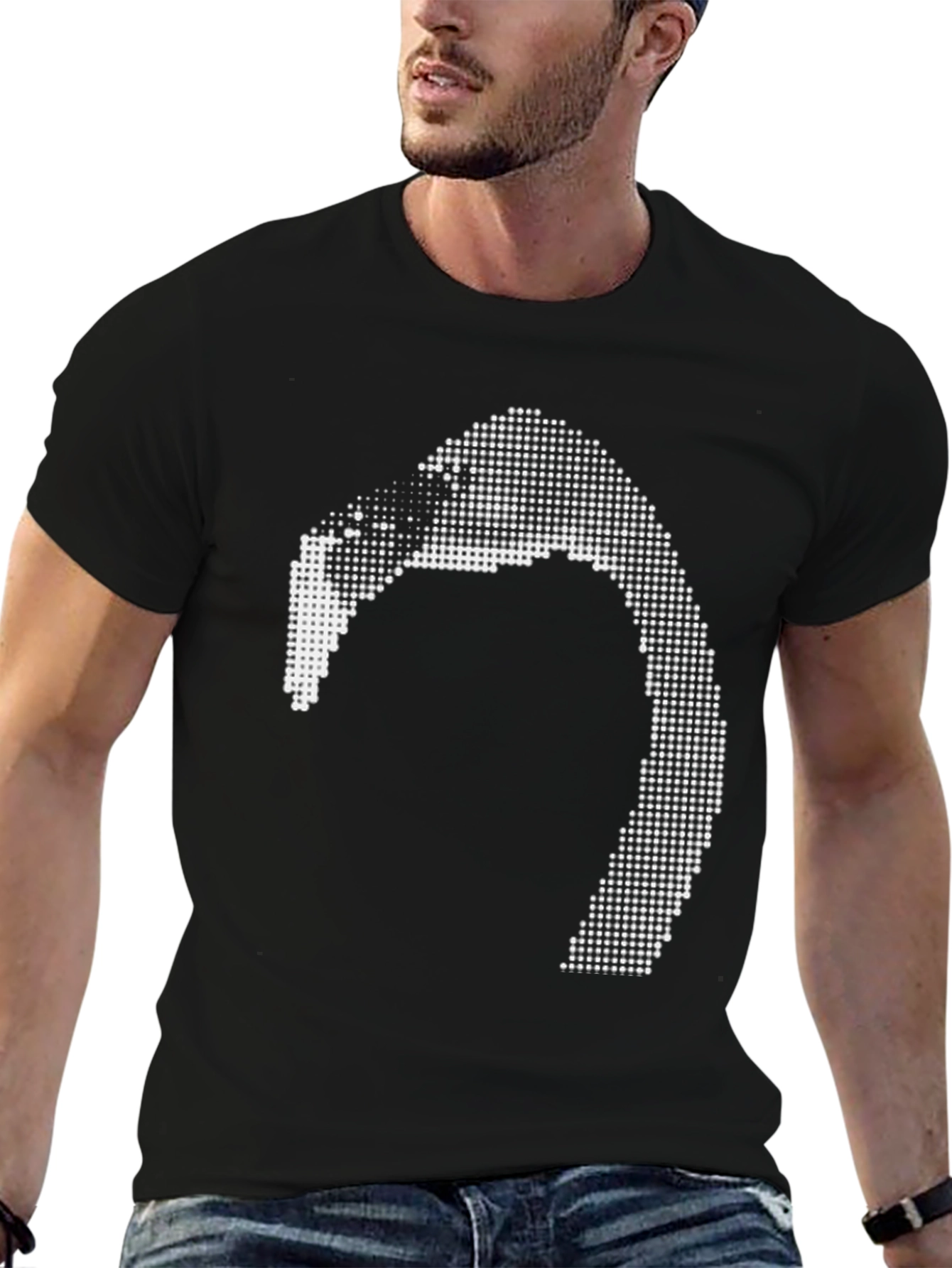 Abstract Graphic Print Black Tee