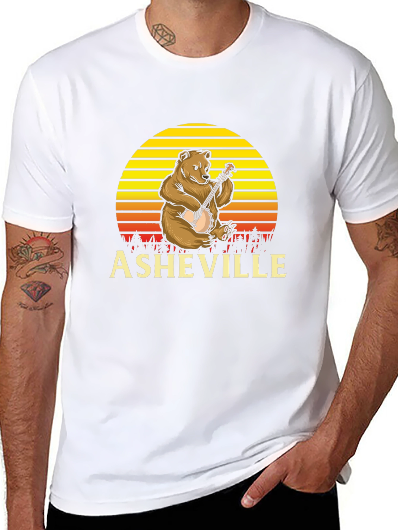 Asheville Bear Banjo Graphic Tee - Black