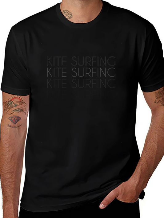 Kite Surfing Graphic Tee - Cool Black T-Shirt