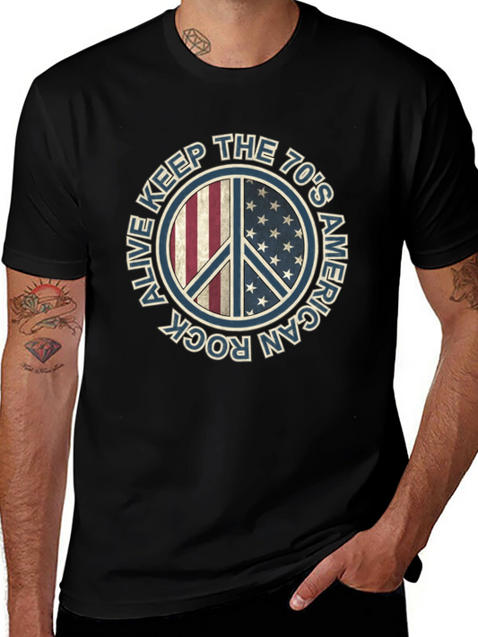 Keep The 70s Alive T-Shirt Peace Sign American Rock
