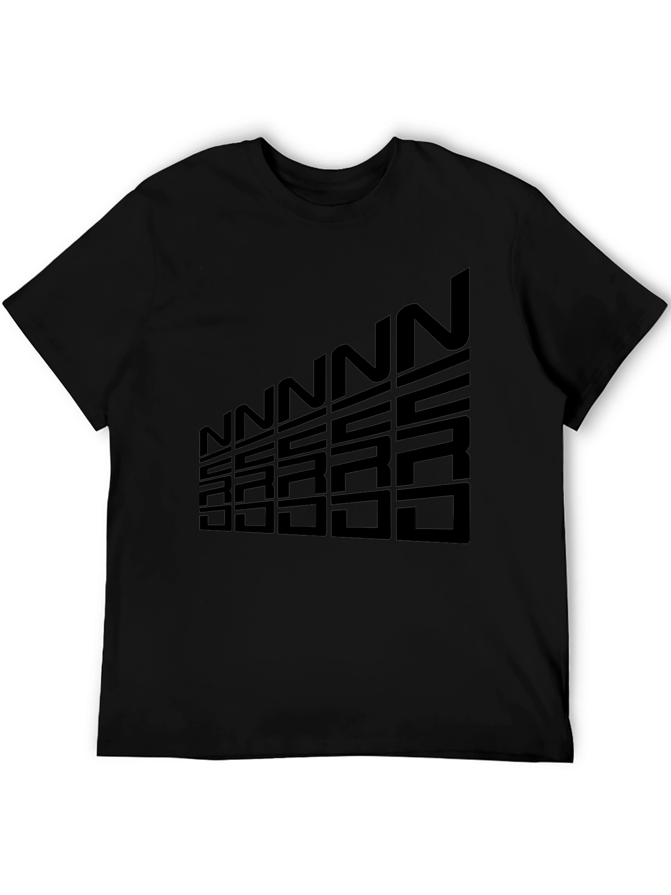 Geometric Letter Graphic Tee - Modern Black T-Shirt