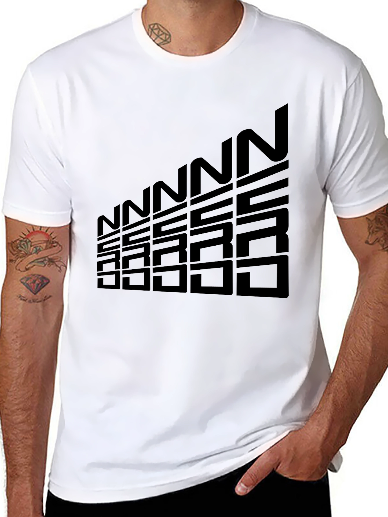 Geometric Letter Graphic Tee - Modern Black T-Shirt