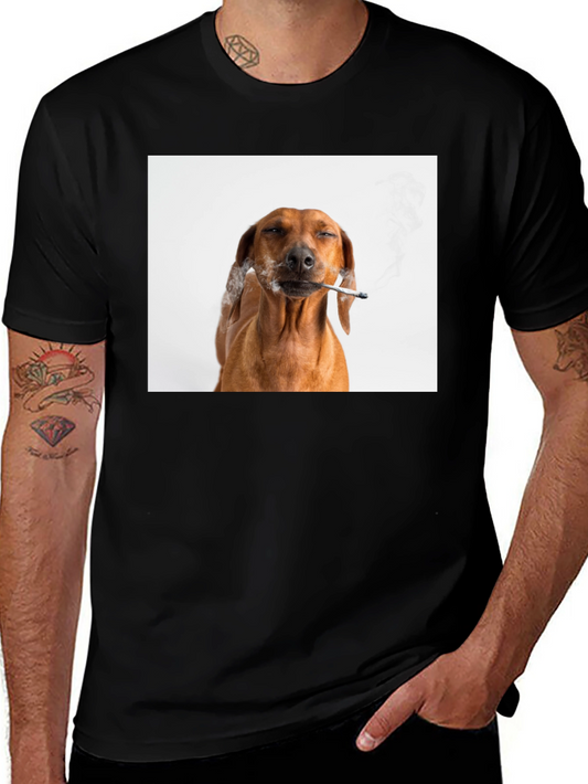 Smoking Dog T-Shirt - Unisex Black Tee