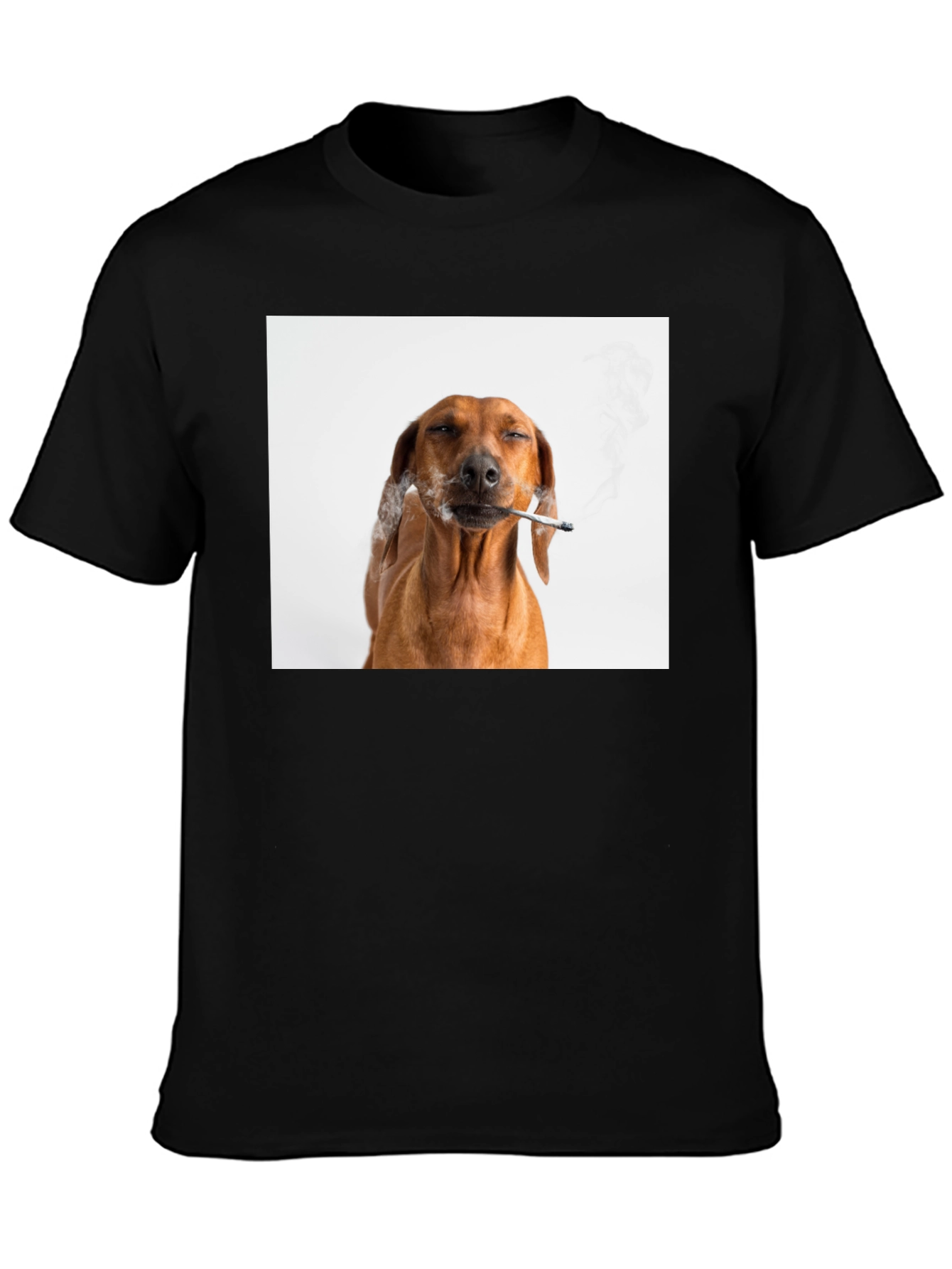 Smoking Dog T-Shirt - Unisex Black Tee