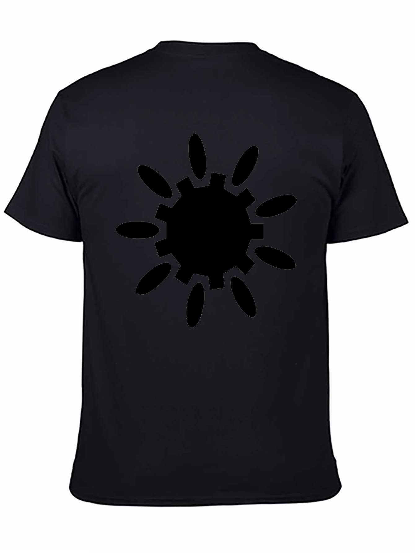 Black Tee with Sunburst Gear Graphic