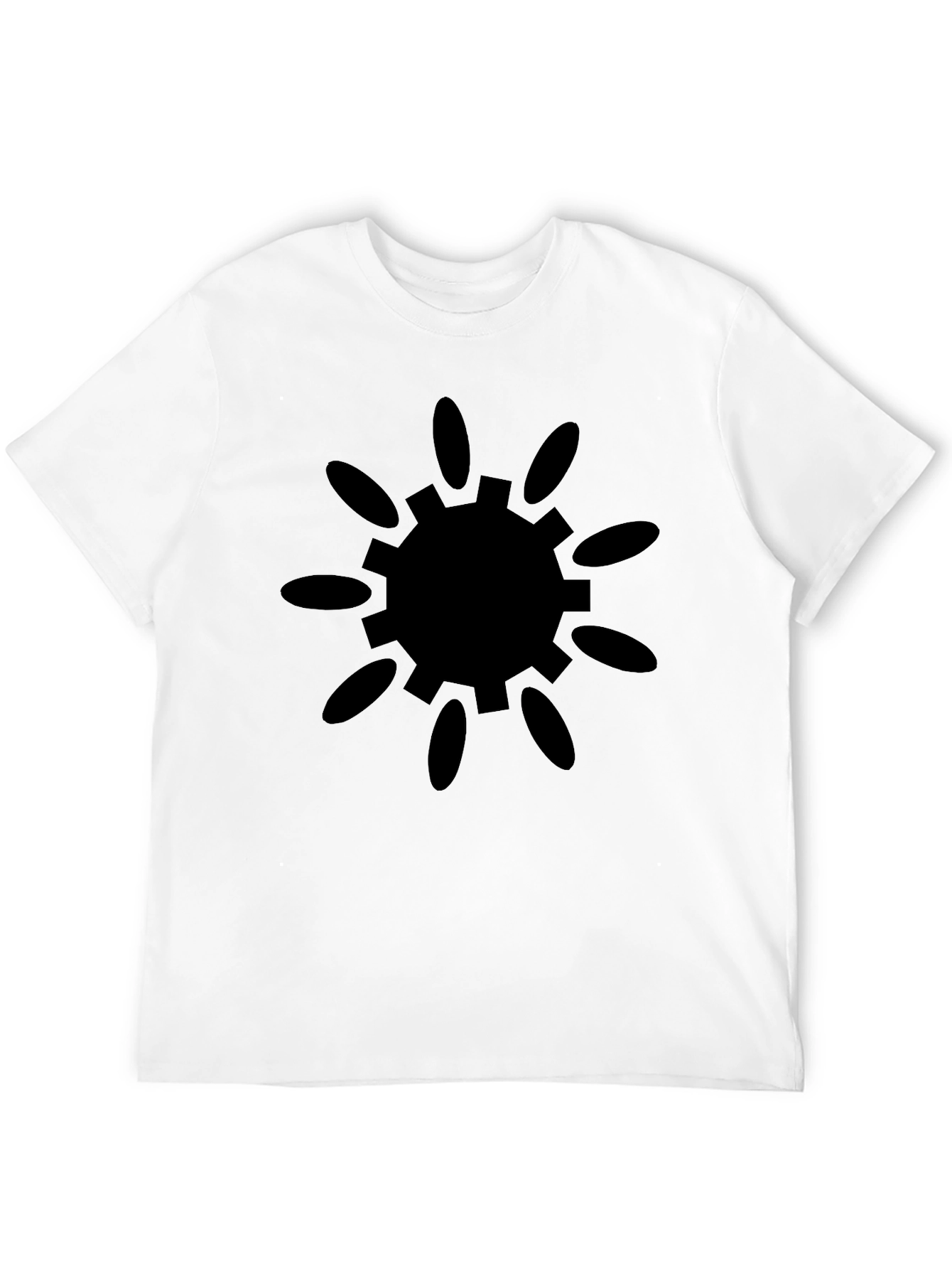 Black Tee with Sunburst Gear Graphic