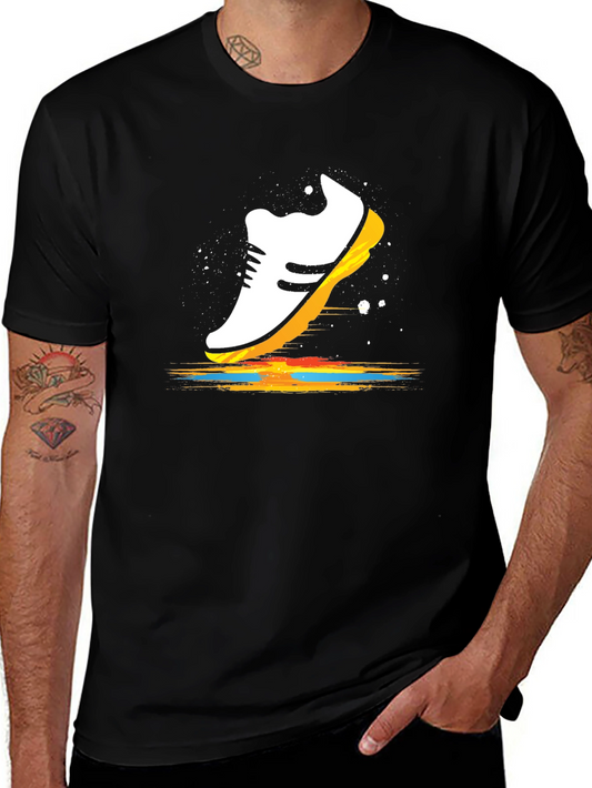 Running Shoe Graphic Tee - Black Cotton
