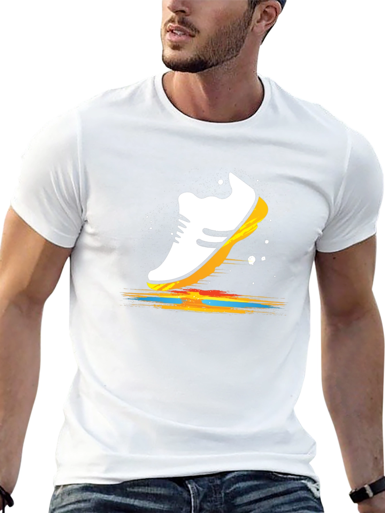Running Shoe Graphic Tee - Black Cotton