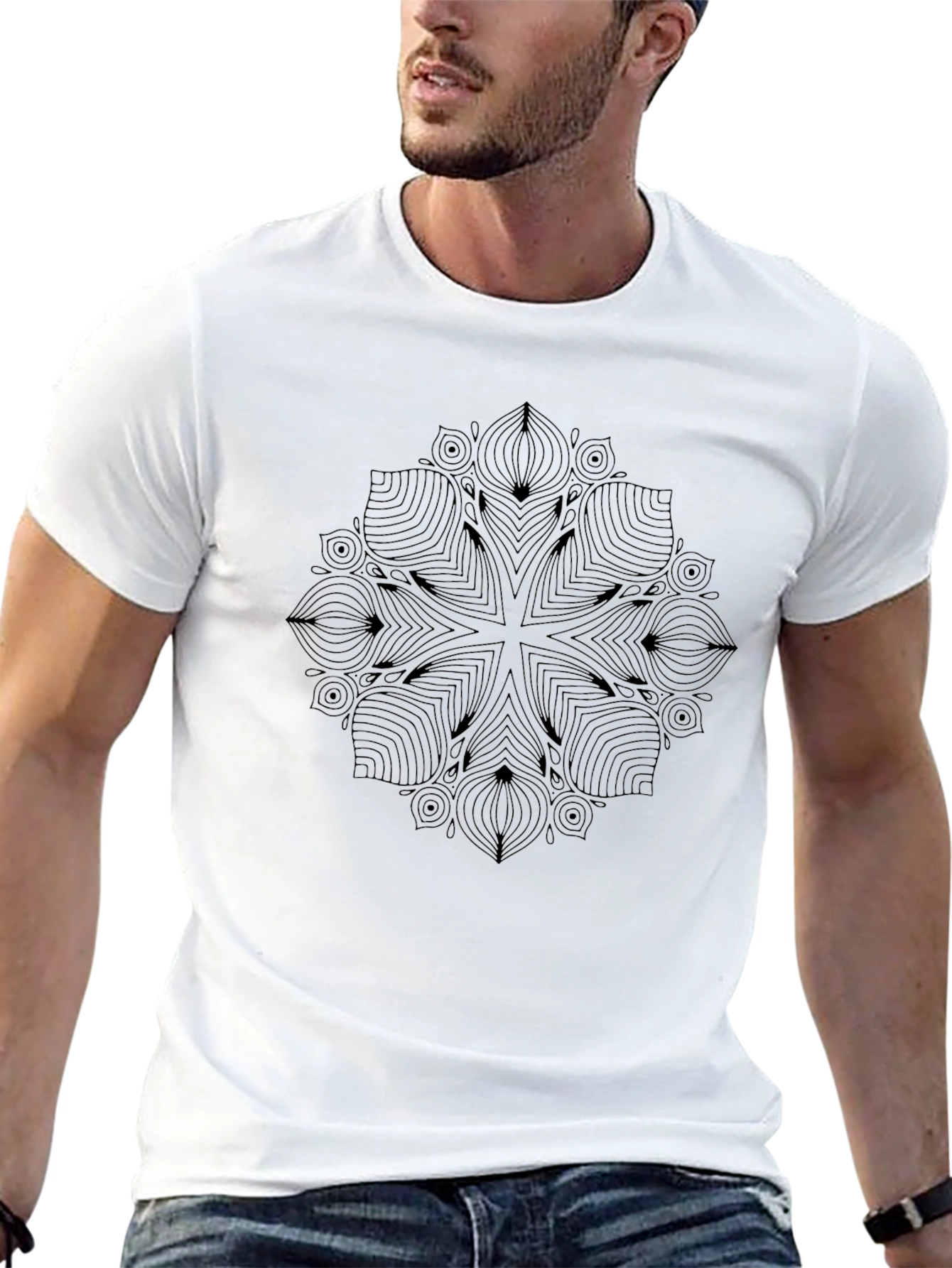 Abstract Mandala Graphic Black T-Shirt