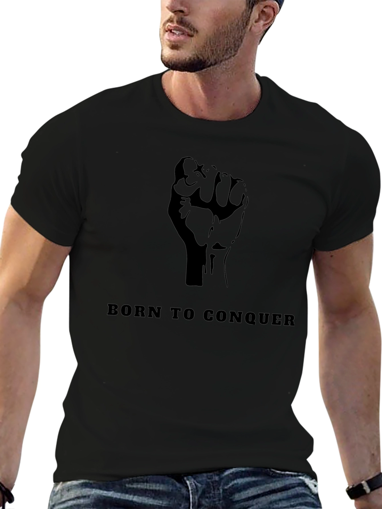 Born to Conquer Black Graphic Tee