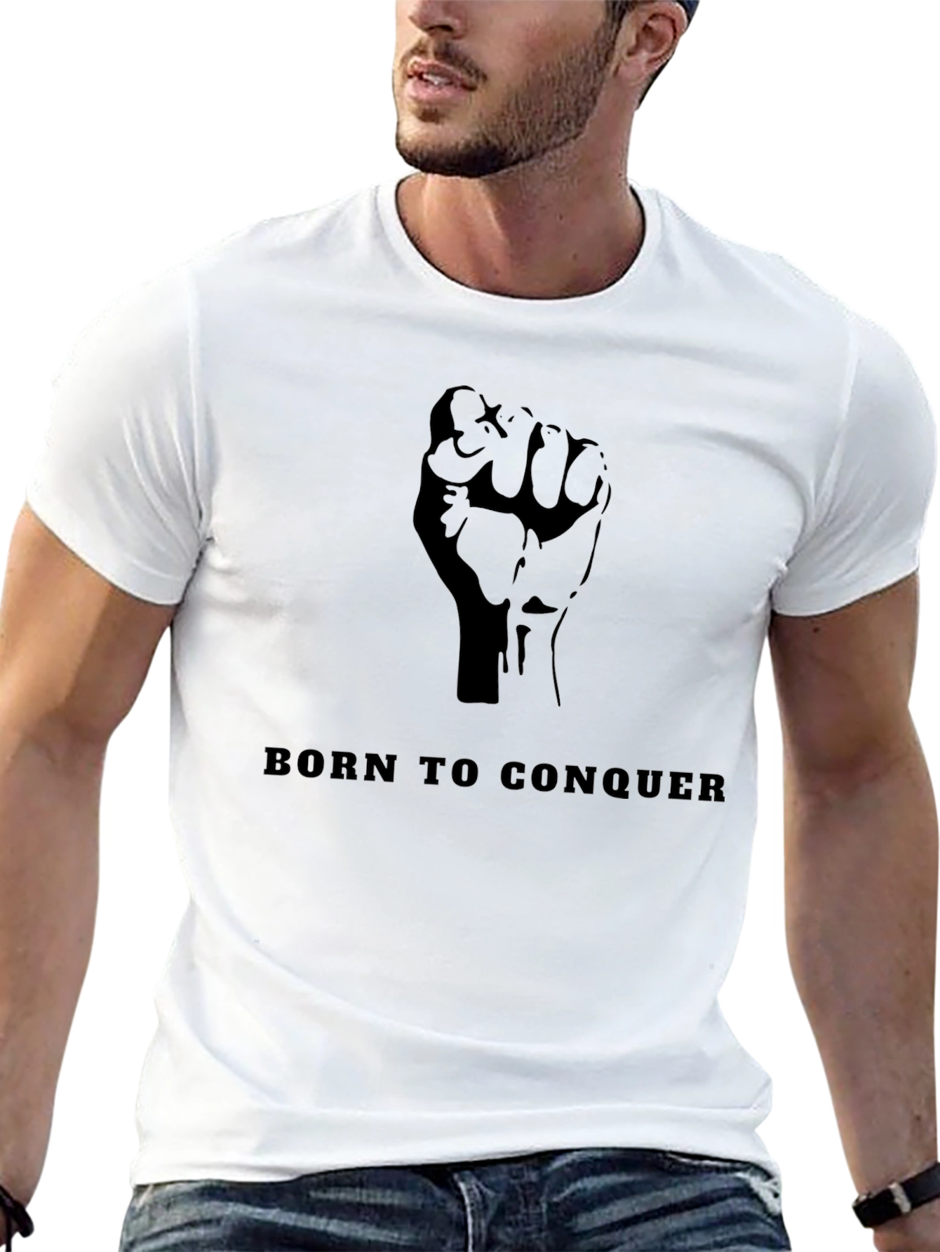 Born to Conquer Black Graphic Tee