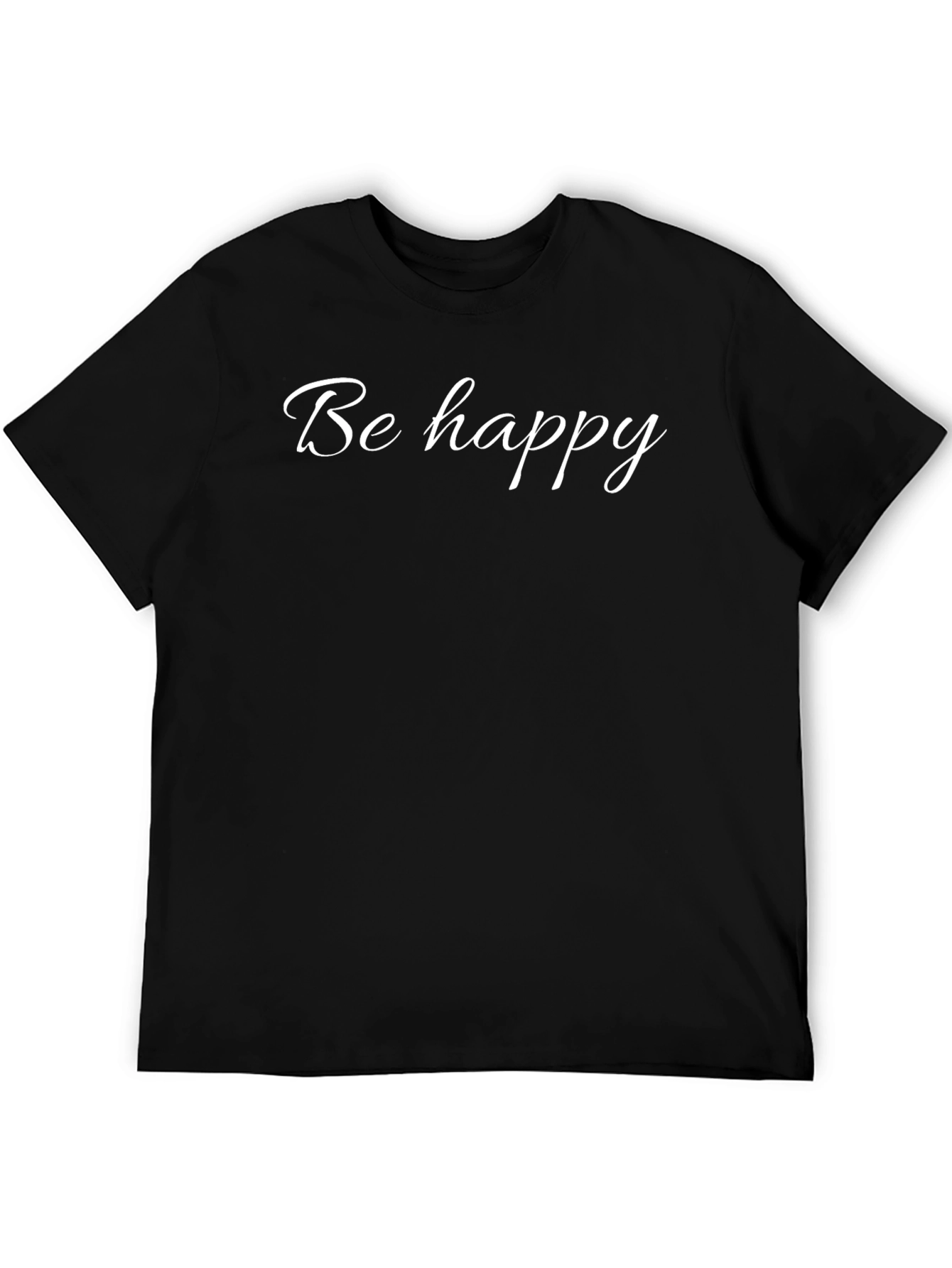 Be Happy Graphic Tee - Trendy Black T-Shirt