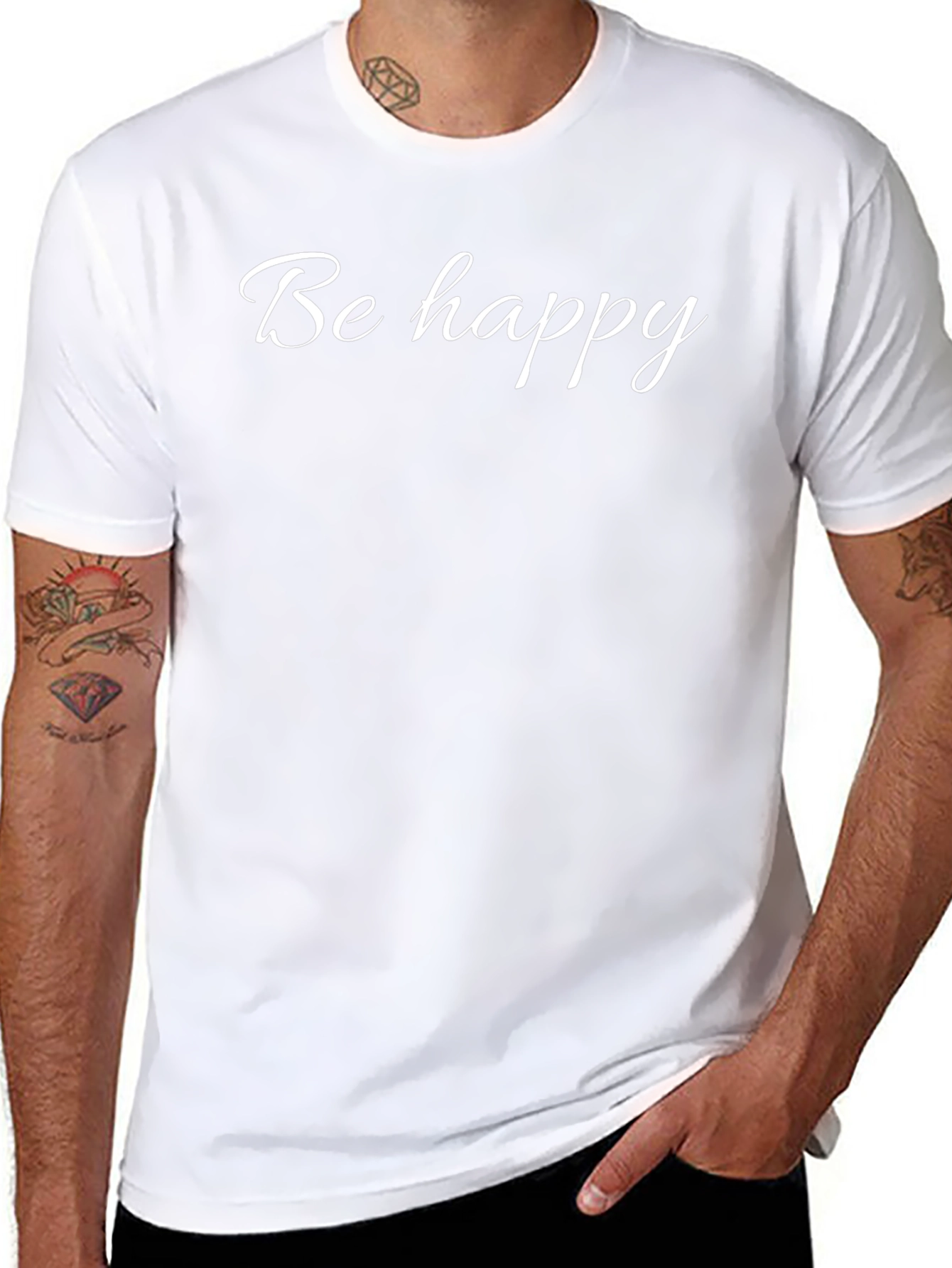 Be Happy Graphic Tee - Trendy Black T-Shirt