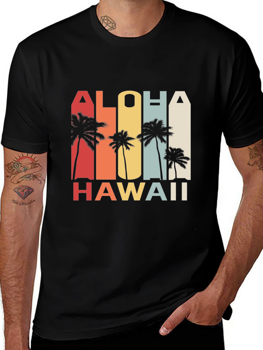 Aloha Hawaii Retro Palm Tree Graphic Tee
