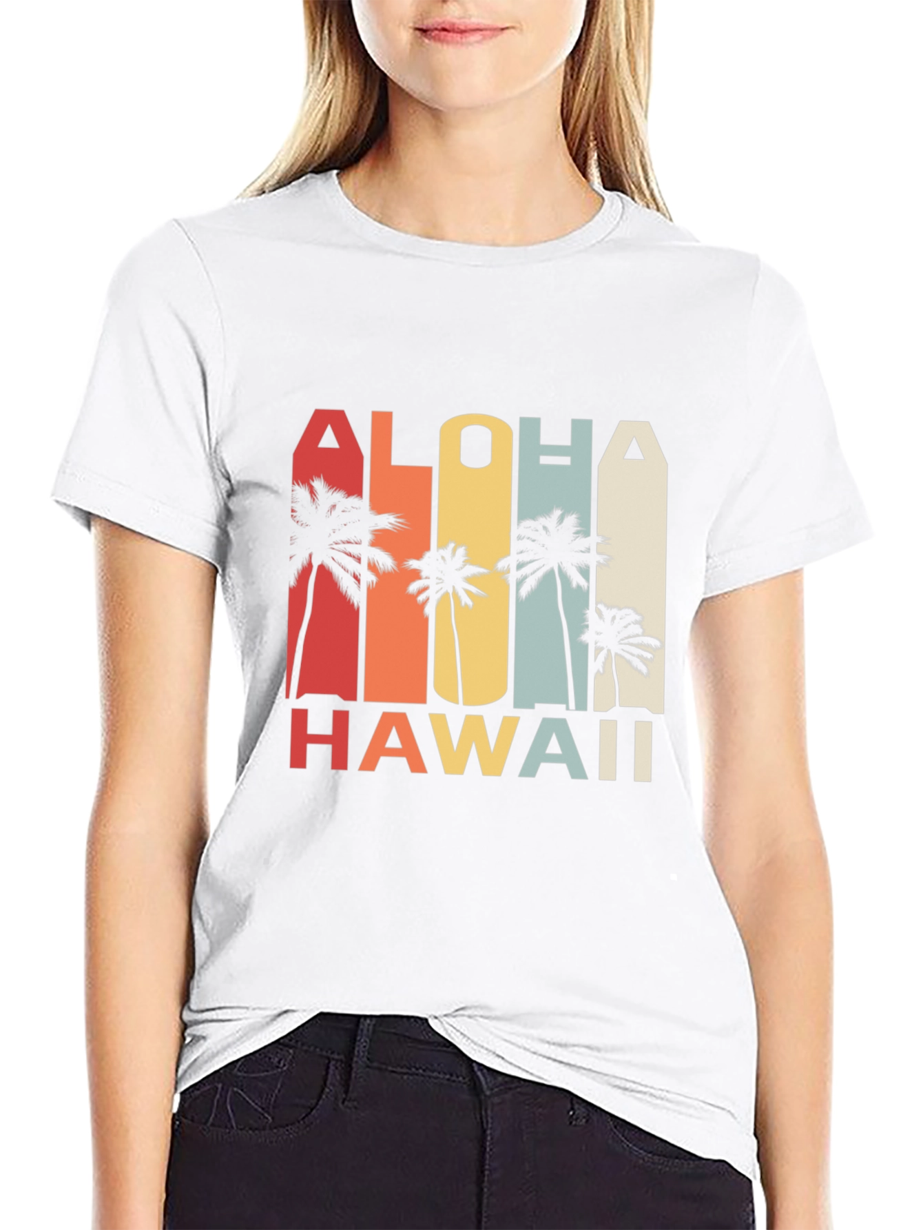 Aloha Hawaii Retro Palm Tree Graphic Tee