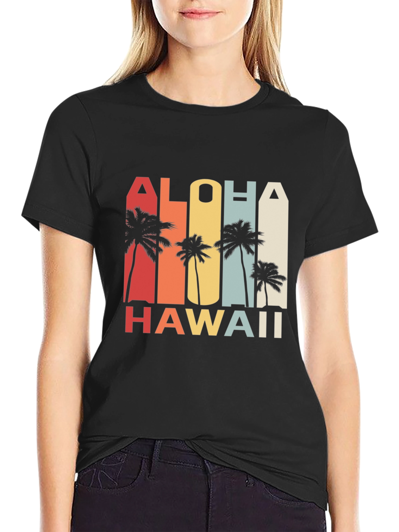 Aloha Hawaii Retro Palm Tree Graphic Tee