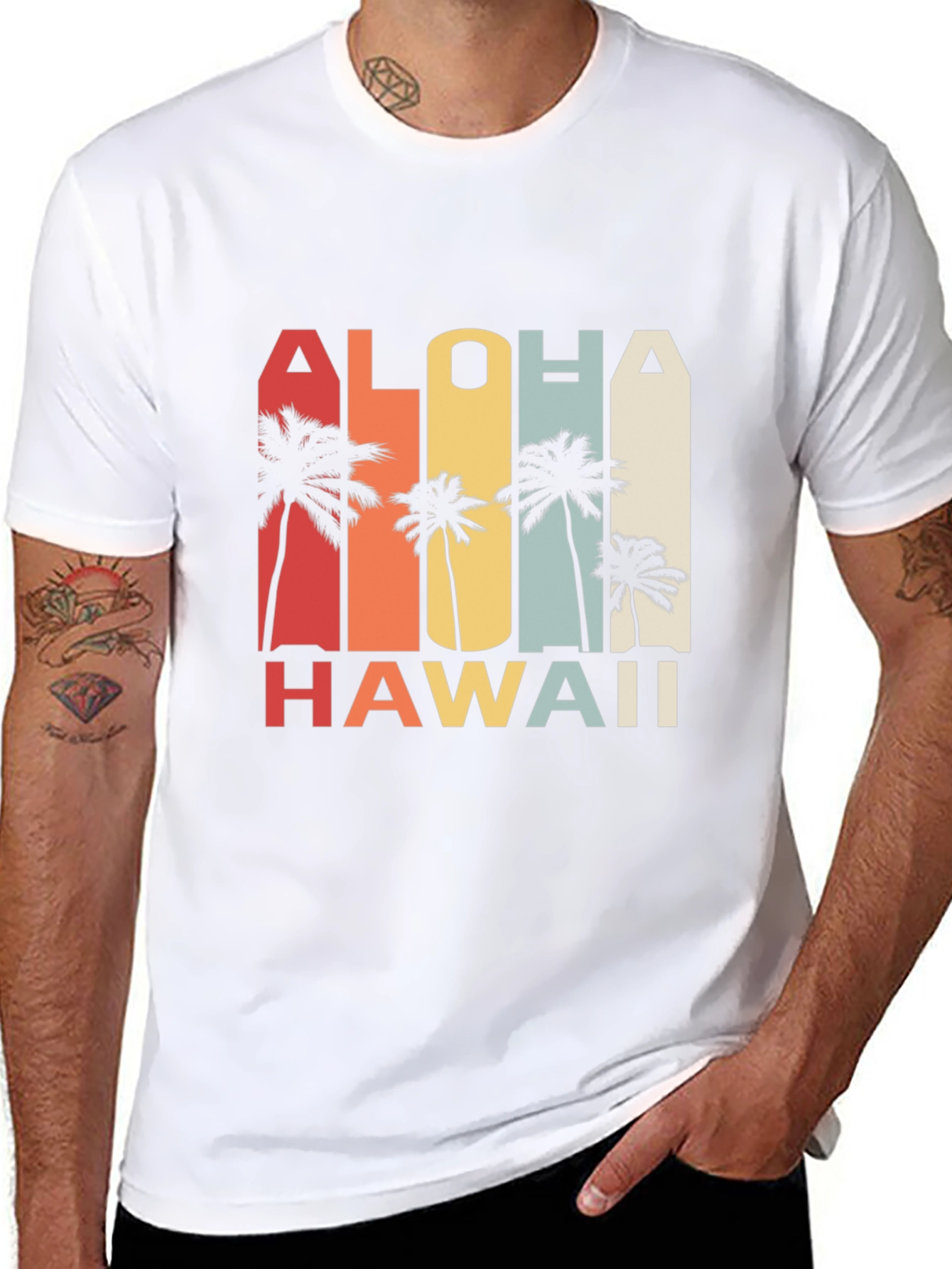 Aloha Hawaii Retro Palm Tree Graphic Tee