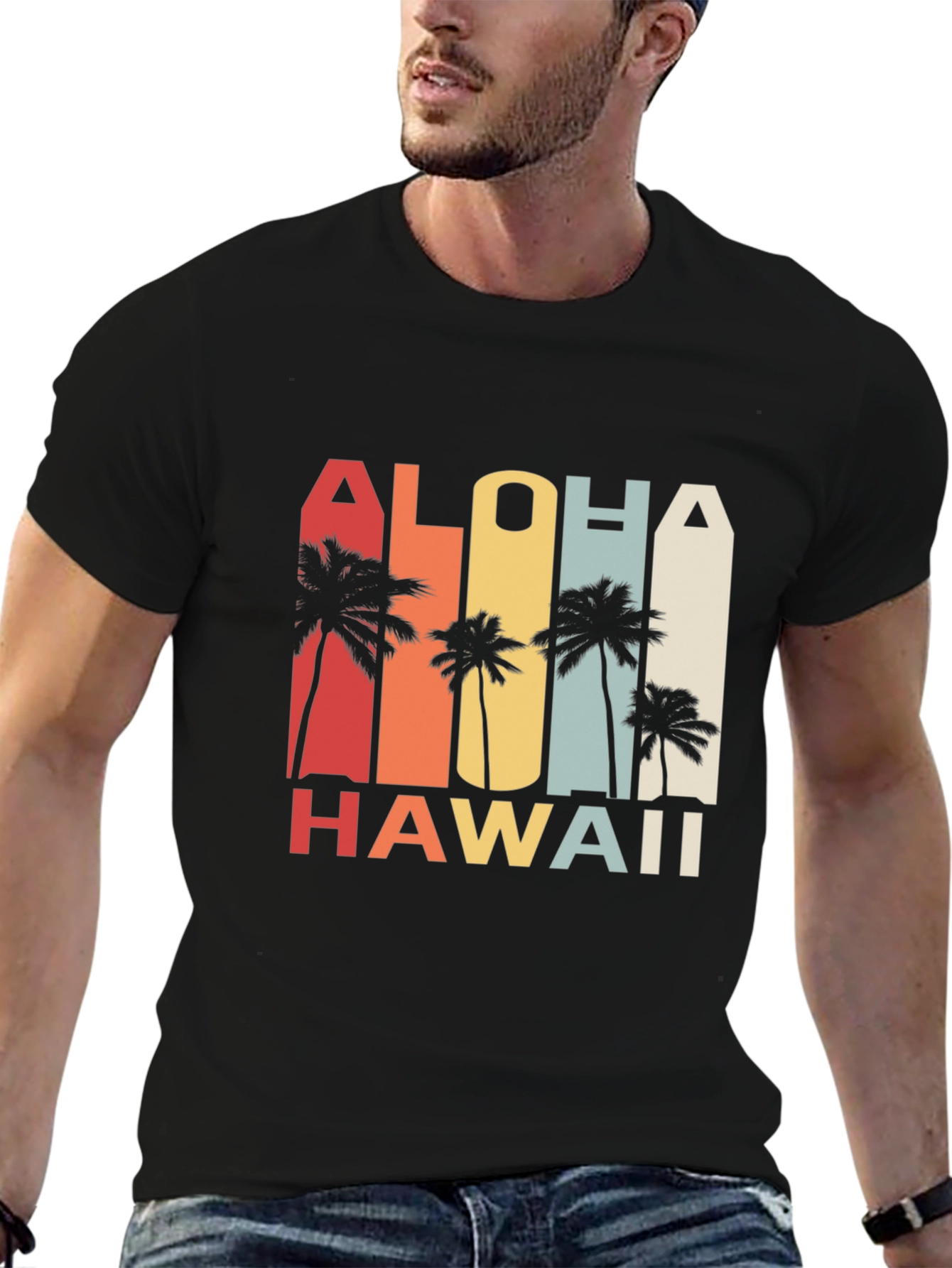 Aloha Hawaii Retro Palm Tree Graphic Tee