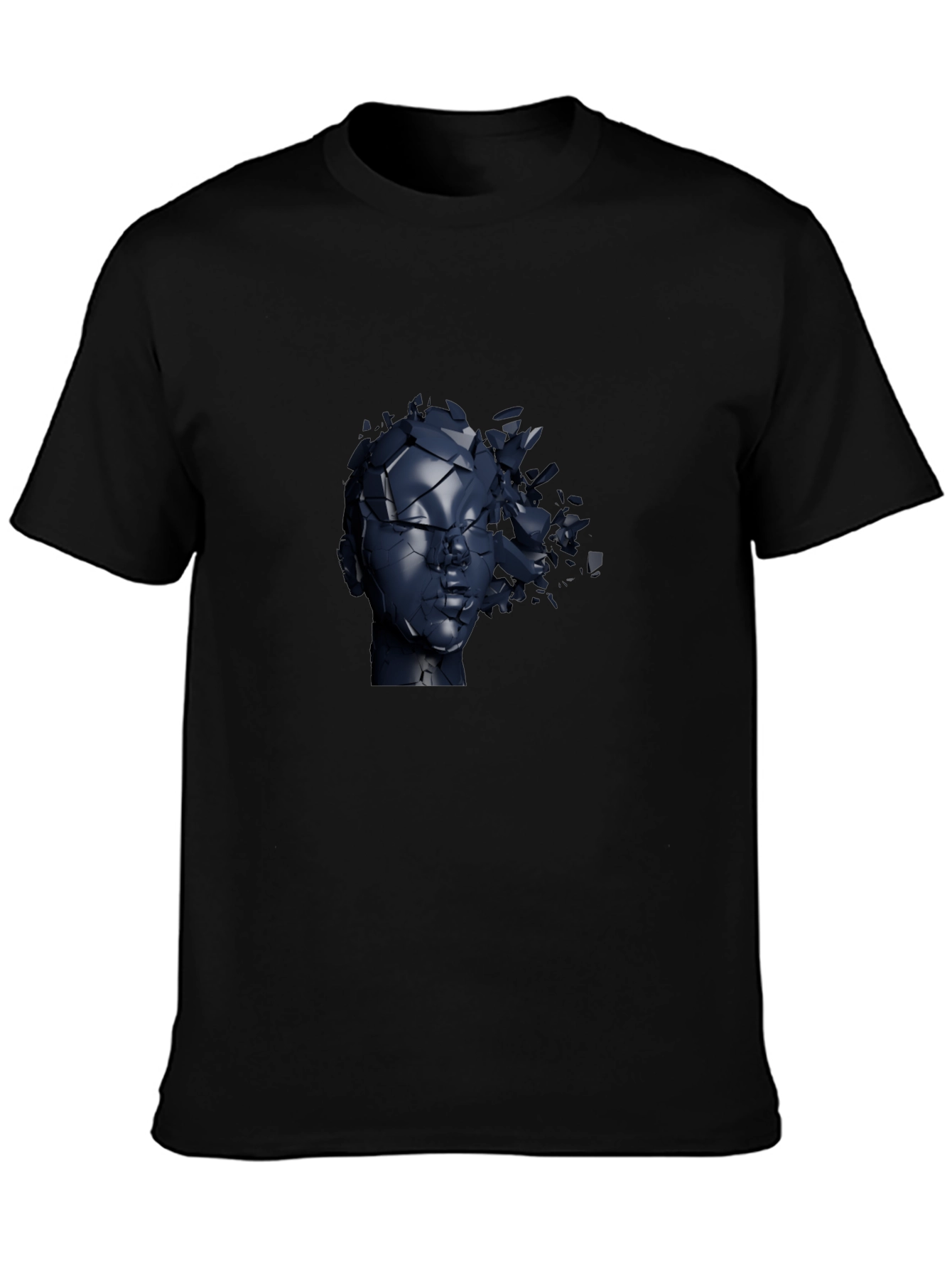 Abstract Shattered Head Graphic Tee - Black