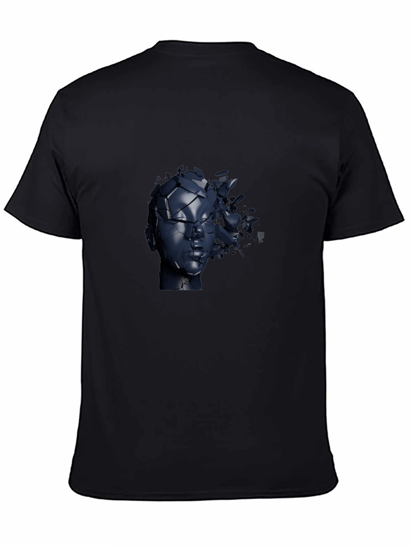 Abstract Shattered Head Graphic Tee - Black