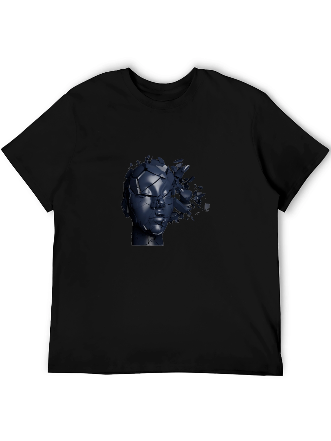 Abstract Shattered Head Graphic Tee - Black