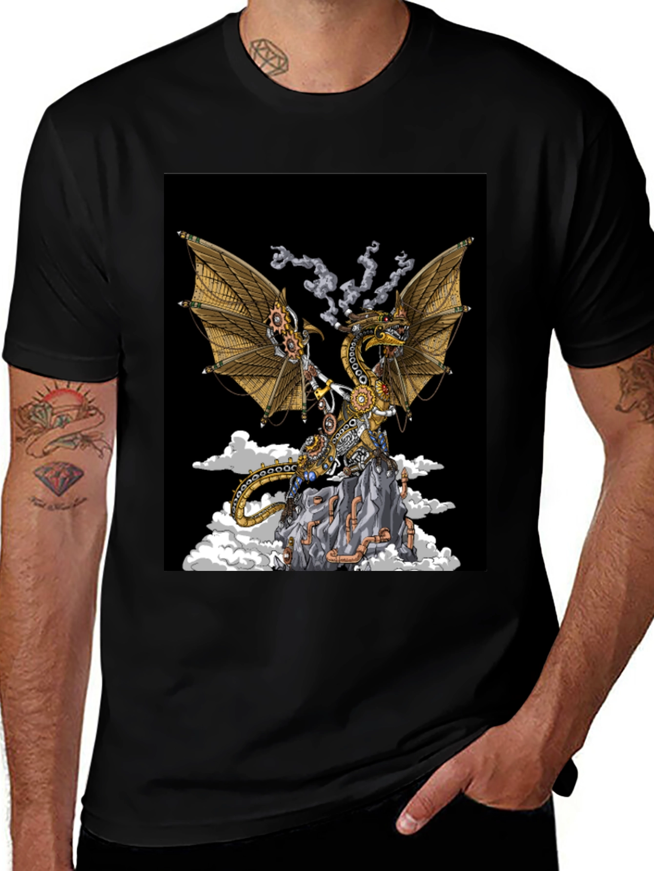 Steampunk Dragon Graphic Tee - Unique Fantasy Design