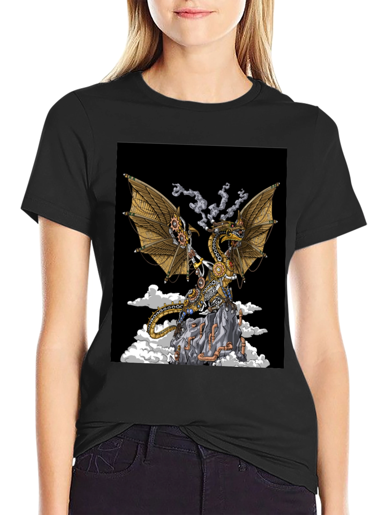Steampunk Dragon Graphic Tee - Unique Fantasy Design
