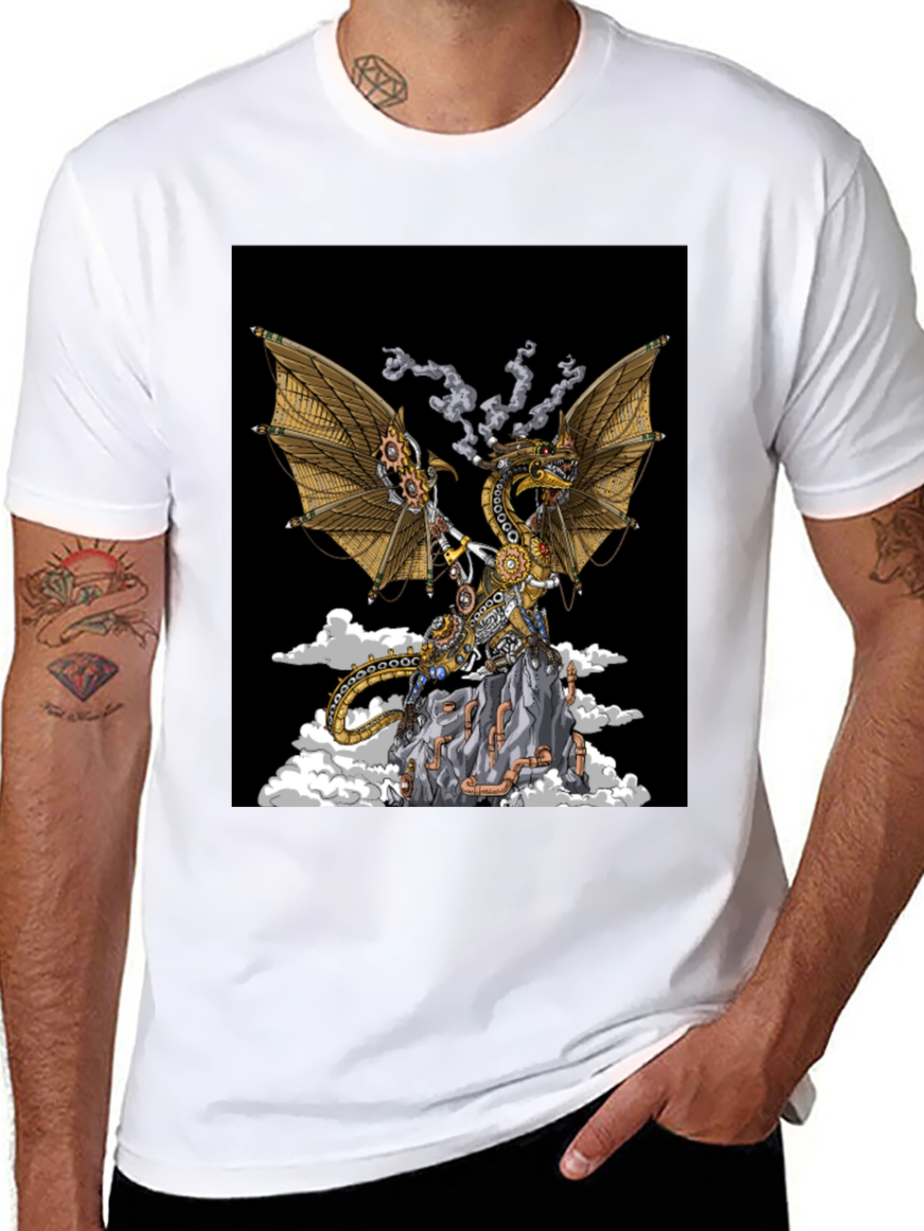 Steampunk Dragon Graphic Tee - Unique Fantasy Design