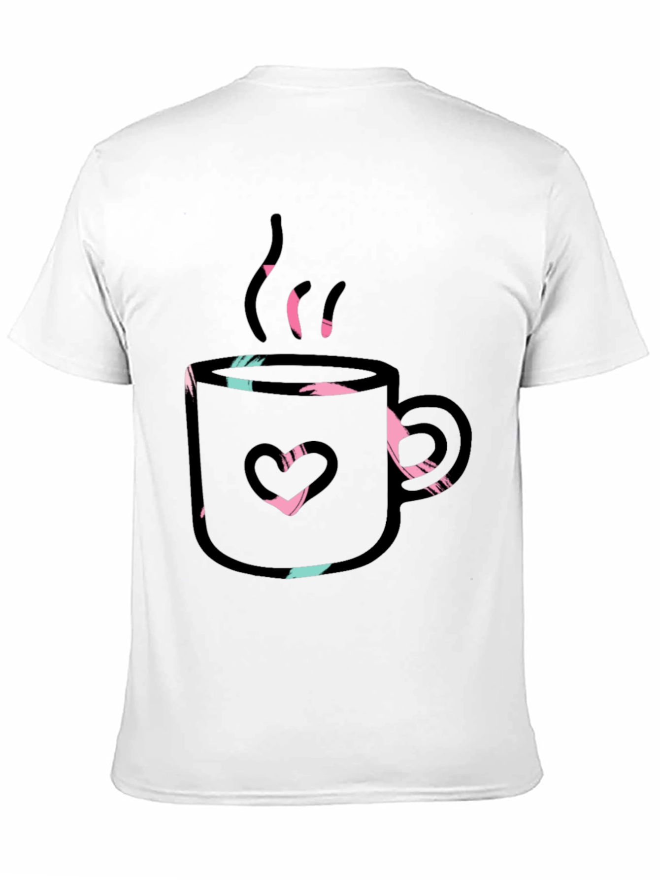 Heart Coffee Mug Graphic T-Shirt - Black