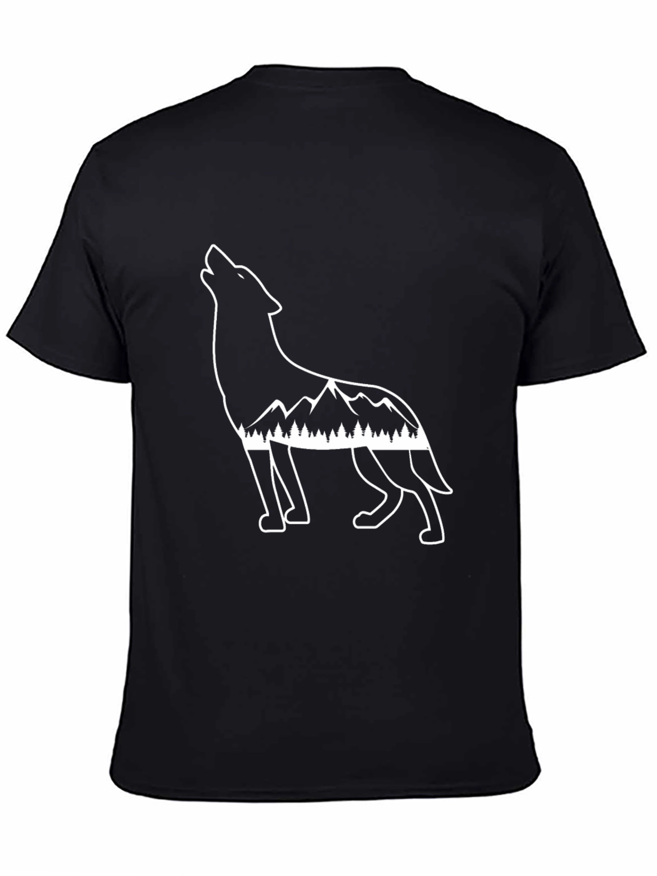 Wolf Mountain Graphic Tee - Black Cotton T-Shirt