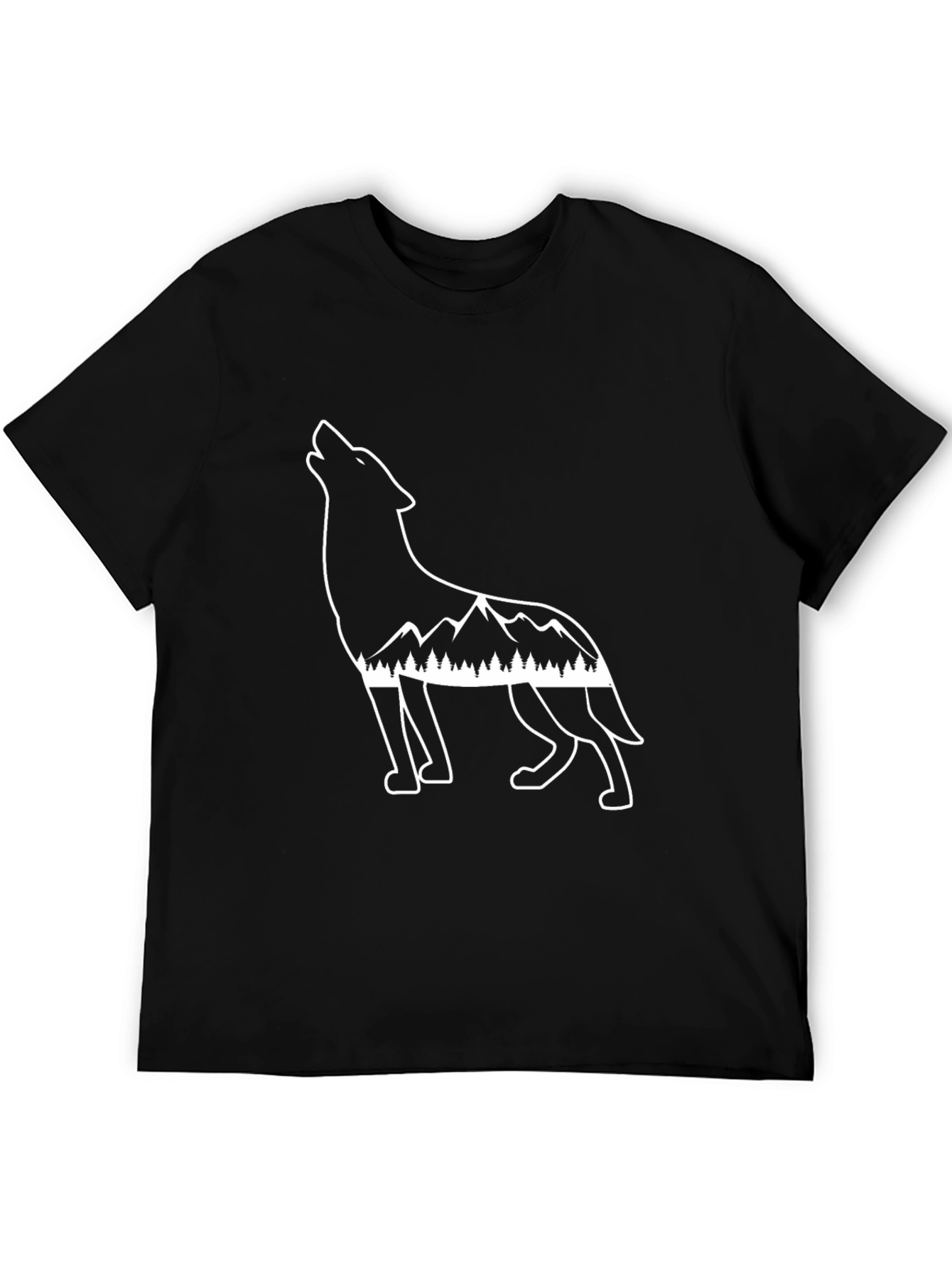 Wolf Mountain Graphic Tee - Black Cotton T-Shirt