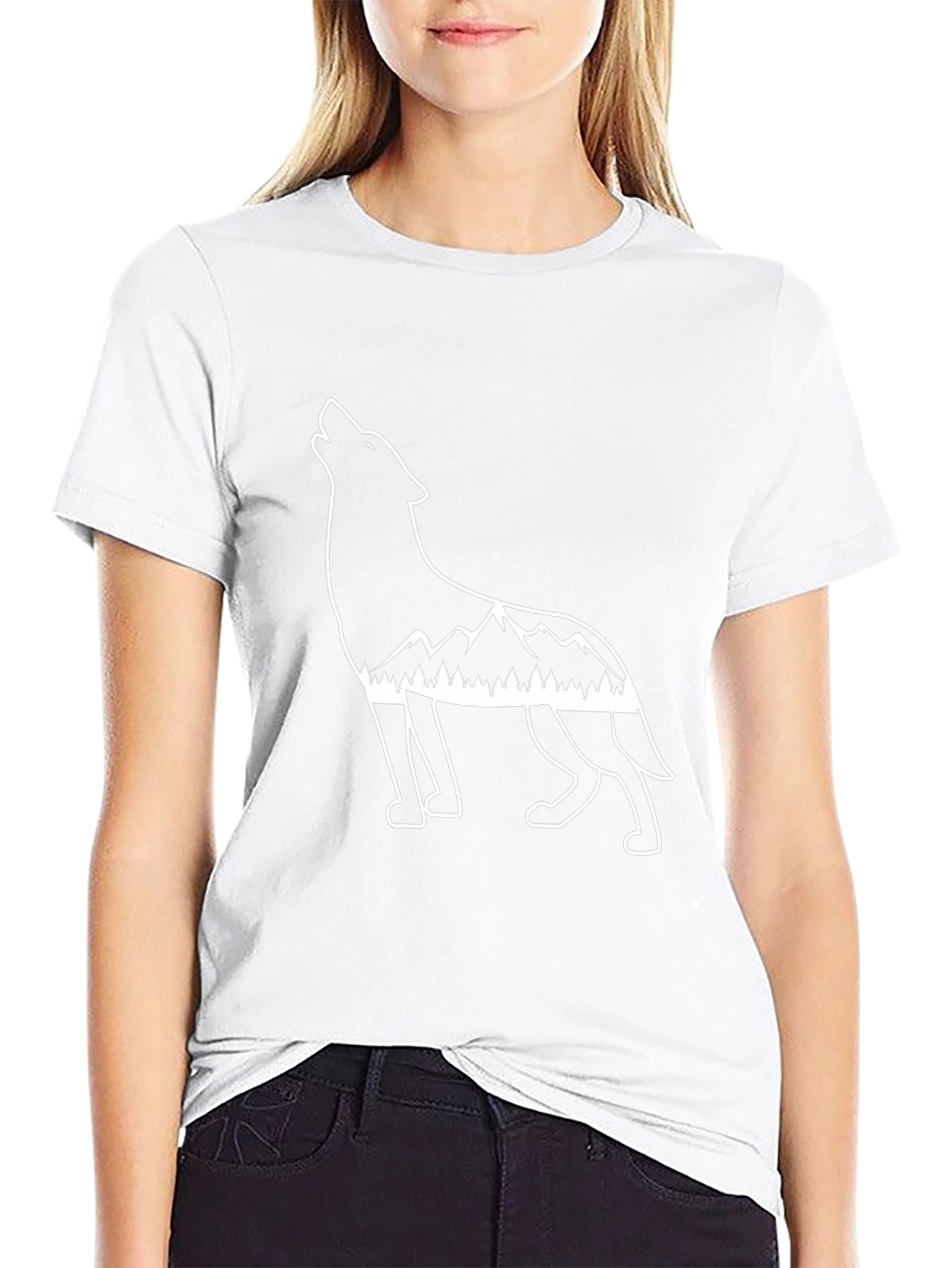 Wolf Mountain Graphic Tee - Black Cotton T-Shirt