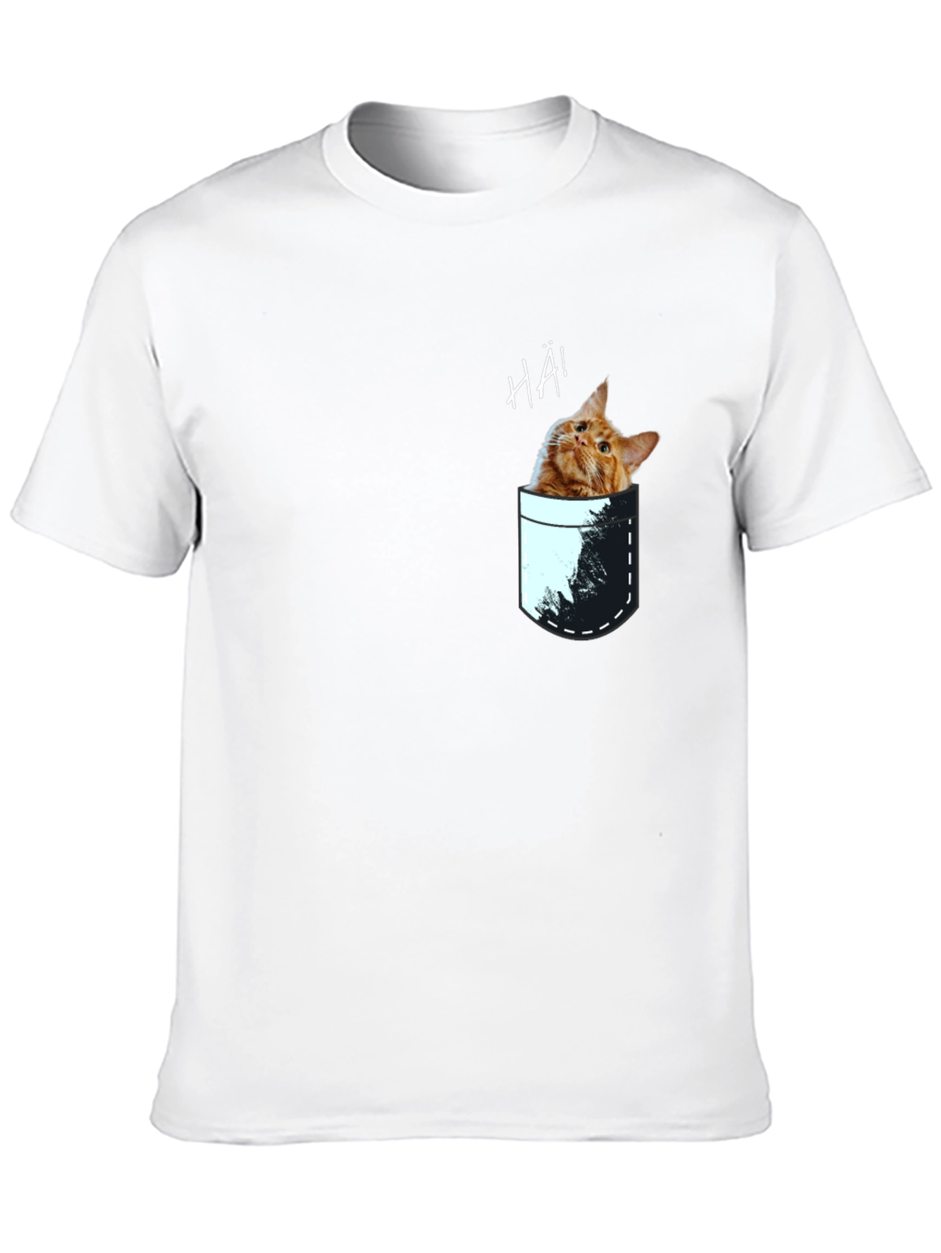 Cat Pocket Graphic Tee - Quirky Mens T-Shirt