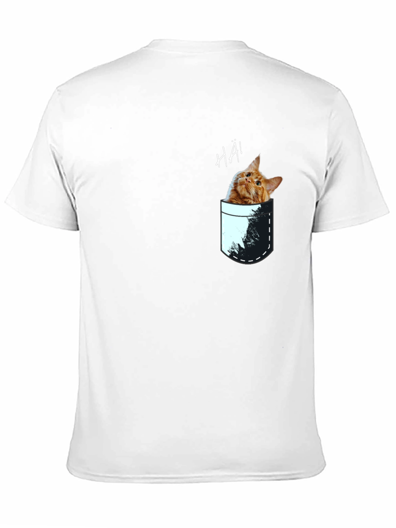Cat Pocket Graphic Tee - Quirky Mens T-Shirt