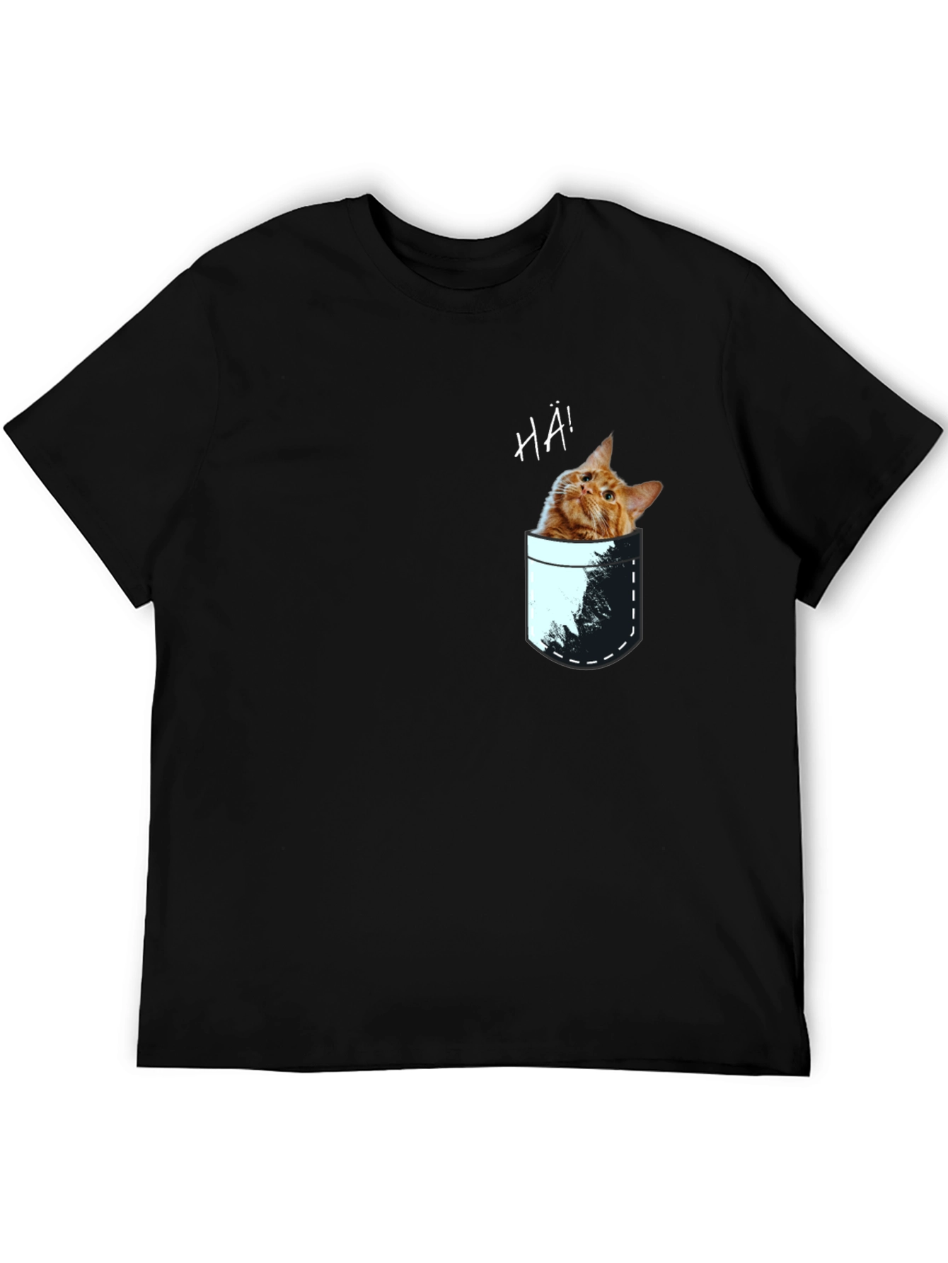 Cat Pocket Graphic Tee - Quirky Mens T-Shirt