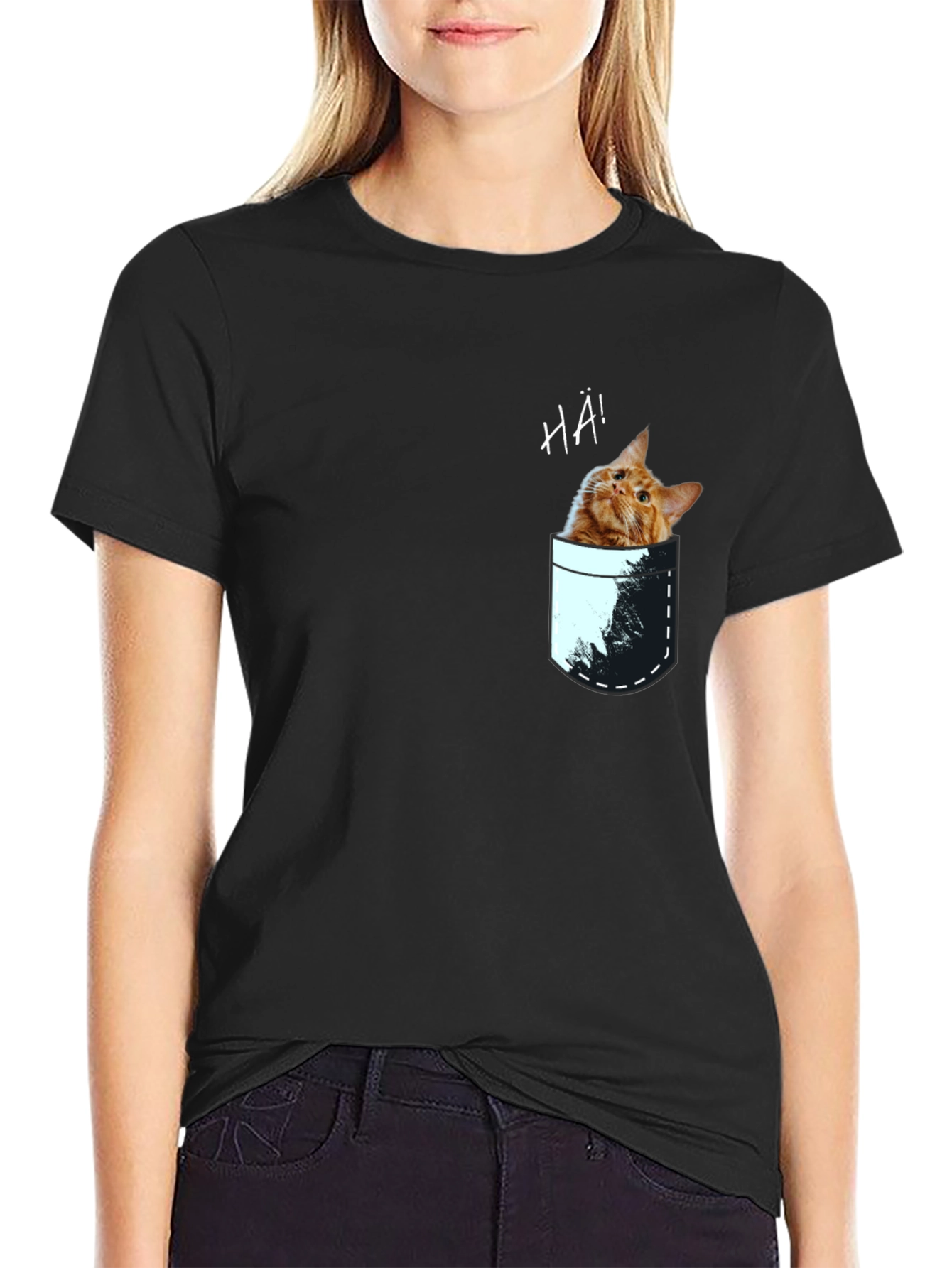 Cat Pocket Graphic Tee - Quirky Mens T-Shirt